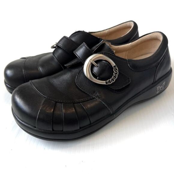 Alegria Khloe Leather Monk Strap Slip-Ons size 39 / 9 US black women’s shoes - Picture 1 of 11